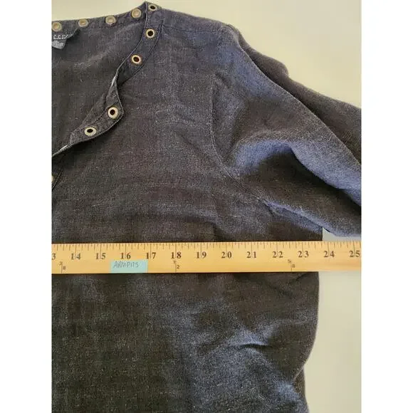 CAROLE LITTLE Black Linen Blend Very Lightweight V-Neck Top SZ 1X - Picture 7 of 8